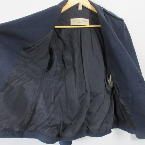 Burberry Brit Knit Blazer Jacket Women 8 Blue Cotton Blend Luxury Designer 572 - Picture 4 of 16